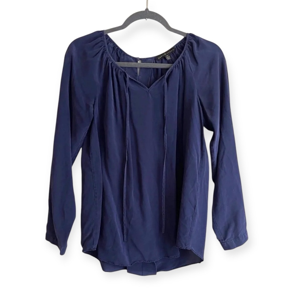 Dora Landa 100% Silk Rue Top in navy